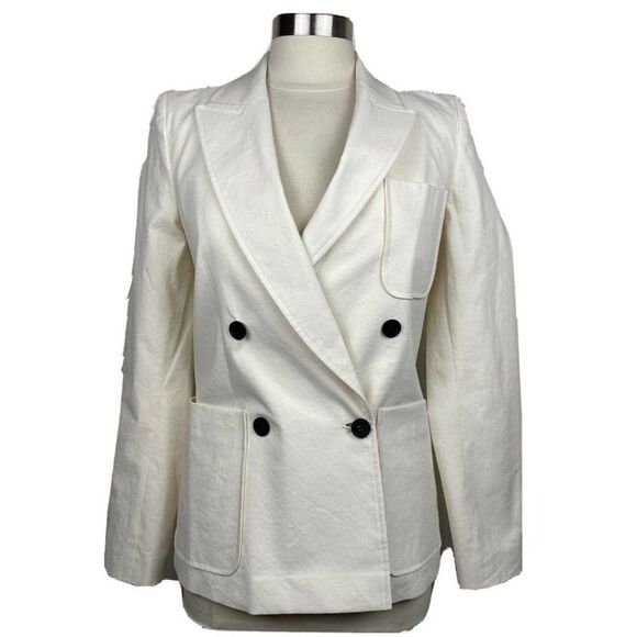 Isabel Marant Lenalia Jacket 4 Womens Ivory Button Lined Double Breasted 36 - Picture 1 of 12